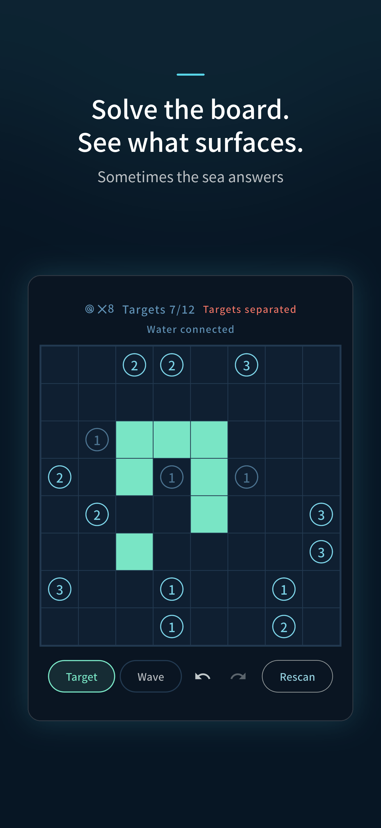 A puzzle board with numbered cells marking distances.